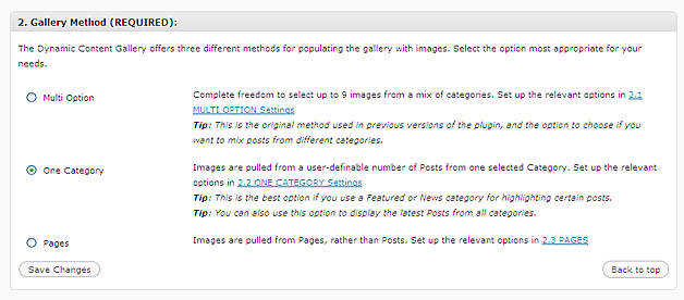 Settings: Gallery Method