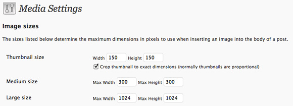 WordPress Media Settings